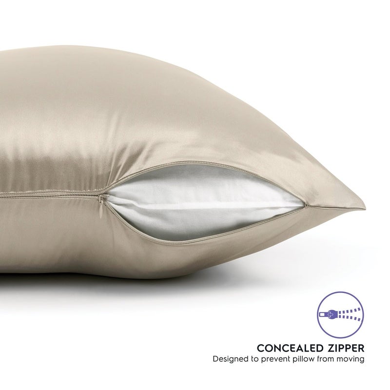 Tafts Pillow Cases - 22mm 100% Pure Mulberry 6A Silk Pillowcase for Hair & Skin with Zipper Closure, Cooling, Natural, Organic, Double Sided Silk Pillow Case (Nude, King 20x36, 1pc) - Image 4